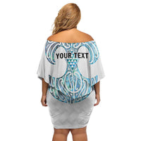 Queensland Maori Kiwi Personalised Family Matching Off Shoulder Short Dress and Hawaiian Shirt Ma Kakariki Papua Shell Maori Tribal Tattoo LT9 - Polynesian Pride