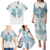 Queensland Maori Kiwi Personalised Family Matching Puletasi and Hawaiian Shirt Ma Kakariki Papua Shell Maori Tribal Tattoo LT9 - Polynesian Pride