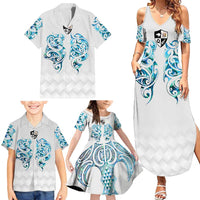 Queensland Maori Kiwi Personalised Family Matching Summer Maxi Dress and Hawaiian Shirt Ma Kakariki Papua Shell Maori Tribal Tattoo LT9 - Polynesian Pride