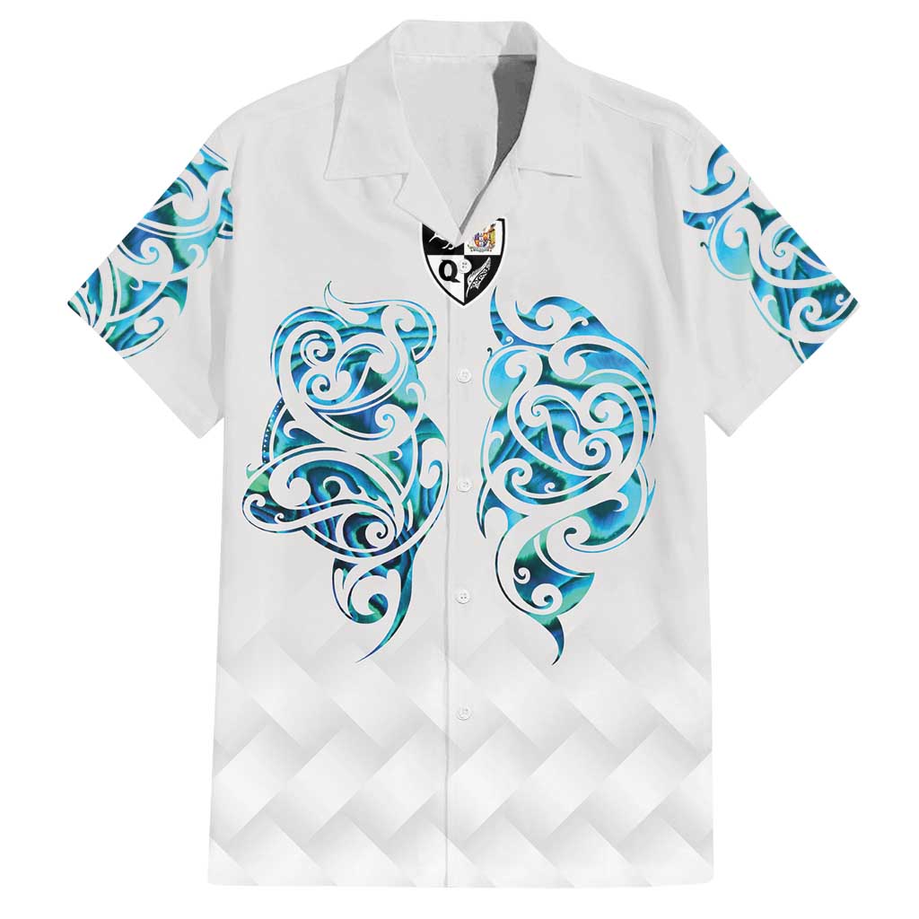 Queensland Maori Kiwi Personalised Family Matching Summer Maxi Dress and Hawaiian Shirt Ma Kakariki Papua Shell Maori Tribal Tattoo LT9 Dad's Shirt - Short Sleeve White - Polynesian Pride