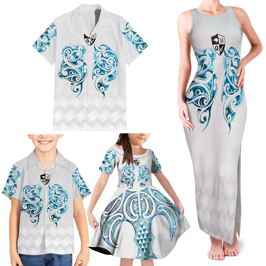 Queensland Maori Kiwi Personalised Family Matching Tank Maxi Dress and Hawaiian Shirt Ma Kakariki Papua Shell Maori Tribal Tattoo LT9 - Polynesian Pride