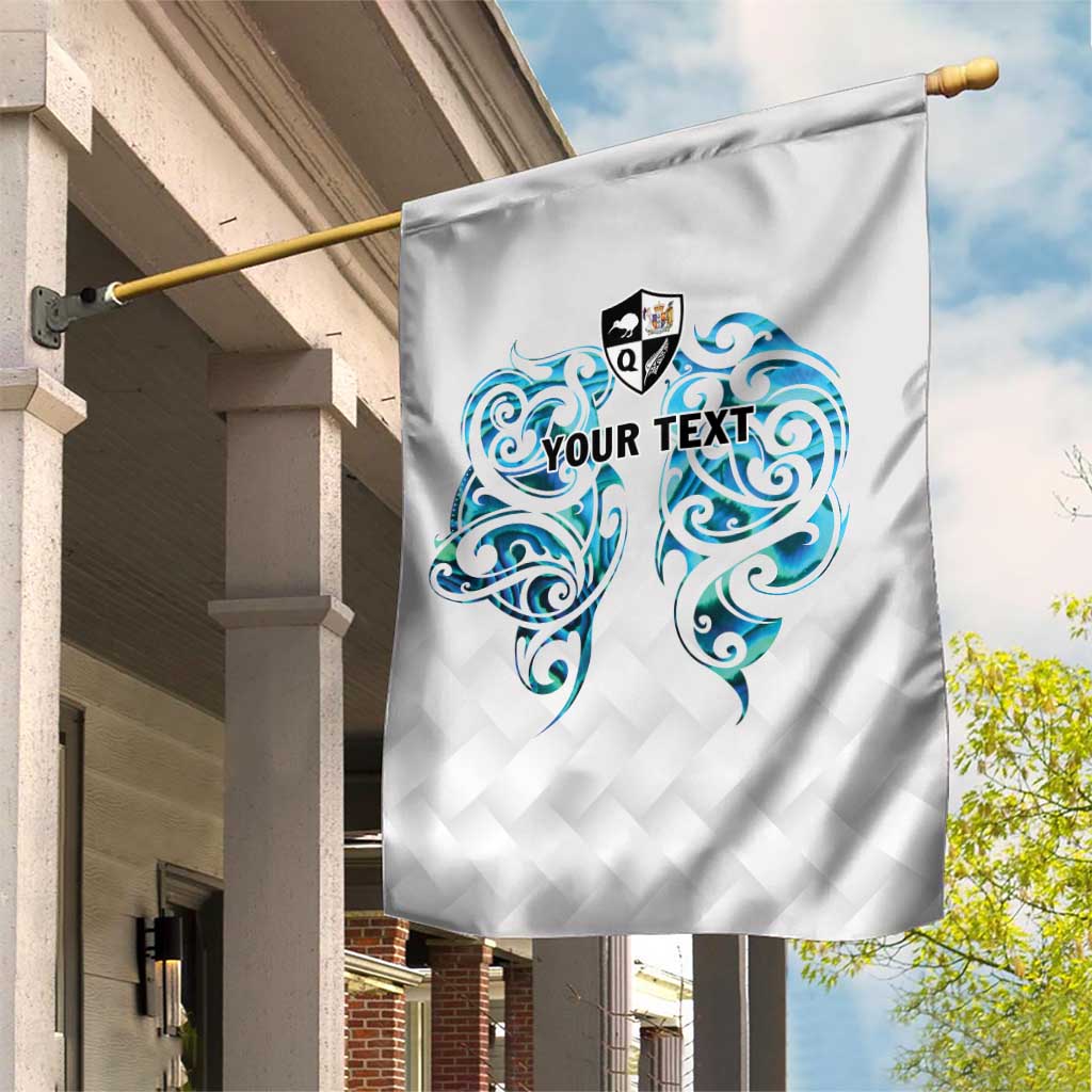 Queensland Maori Kiwi Personalised Garden Flag Ma Kakariki Papua Shell Maori Tribal Tattoo LT9 House Flag White - Polynesian Pride