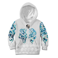 Queensland Maori Kiwi Personalised Kid Hoodie Ma Kakariki Papua Shell Maori Tribal Tattoo LT9 Hoodie White - Polynesian Pride