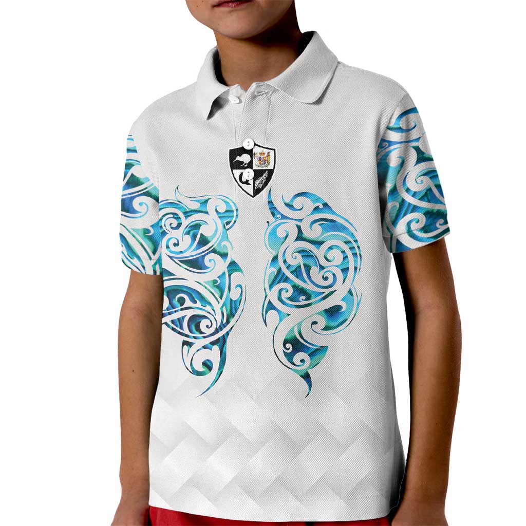 Queensland Maori Kiwi Personalised Kid Polo Shirt Ma Kakariki Papua Shell Maori Tribal Tattoo