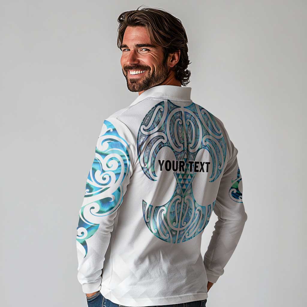 Queensland Maori Kiwi Personalised Long Sleeve Polo Shirt Ma Kakariki Papua Shell Maori Tribal Tattoo LT9 - Polynesian Pride