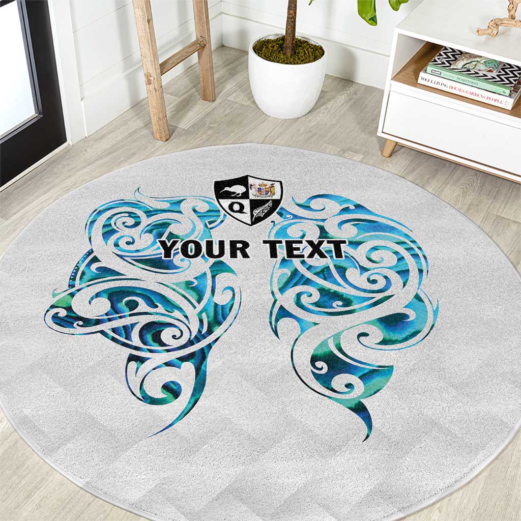 Queensland Maori Kiwi Personalised Round Carpet Ma Kakariki Papua Shell Maori Tribal Tattoo LT9 White - Polynesian Pride