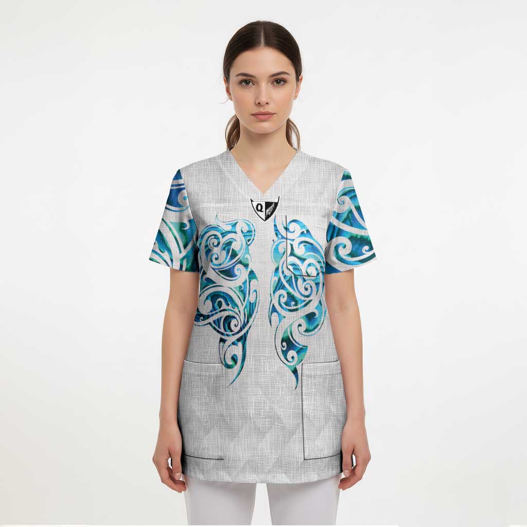 Queensland Maori Kiwi Personalised Scrub Top Ma Kakariki Papua Shell Maori Tribal Tattoo - Polynesian Pride