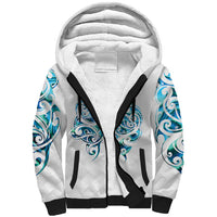 Queensland Maori Kiwi Personalised Sherpa Hoodie Ma Kakariki Papua Shell Maori Tribal Tattoo LT9 Unisex White - Polynesian Pride