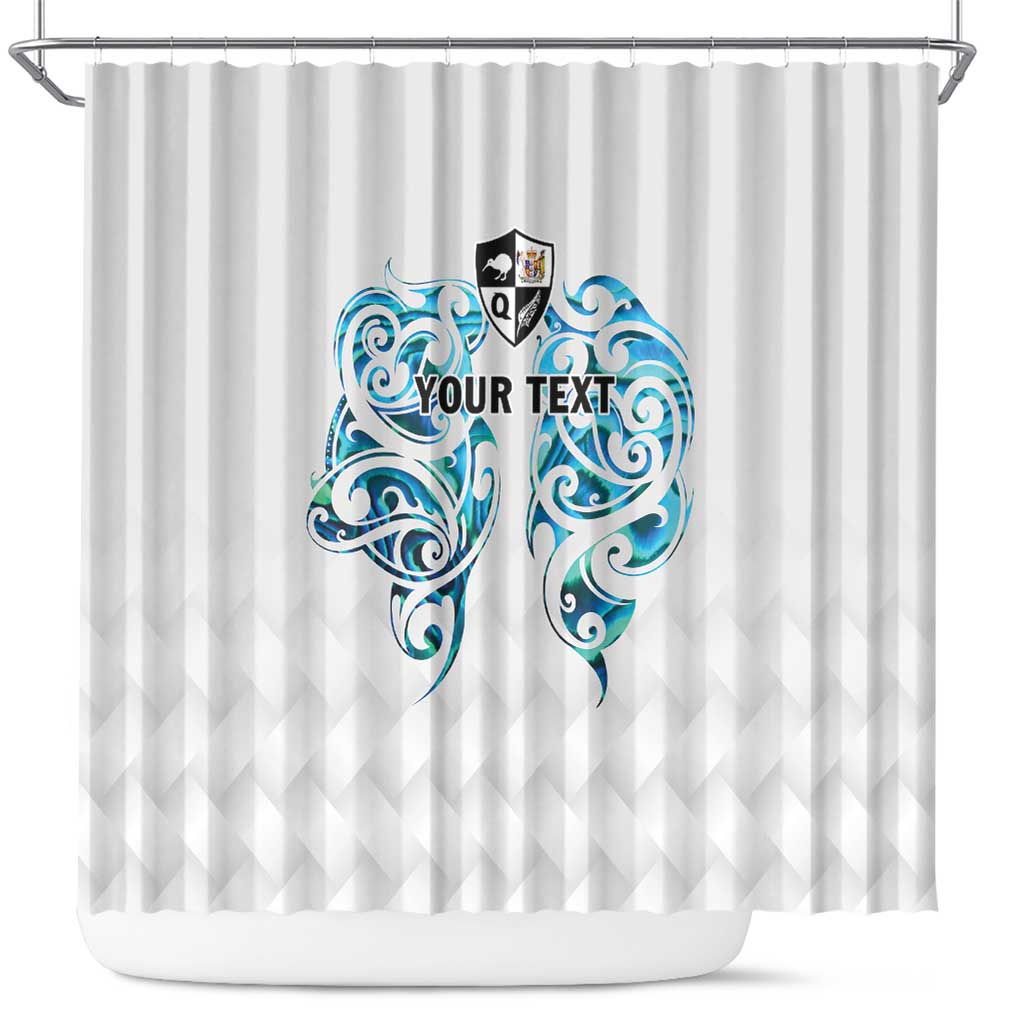 Queensland Maori Kiwi Personalised Shower Curtain Ma Kakariki Papua Shell Maori Tribal Tattoo LT9 White - Polynesian Pride
