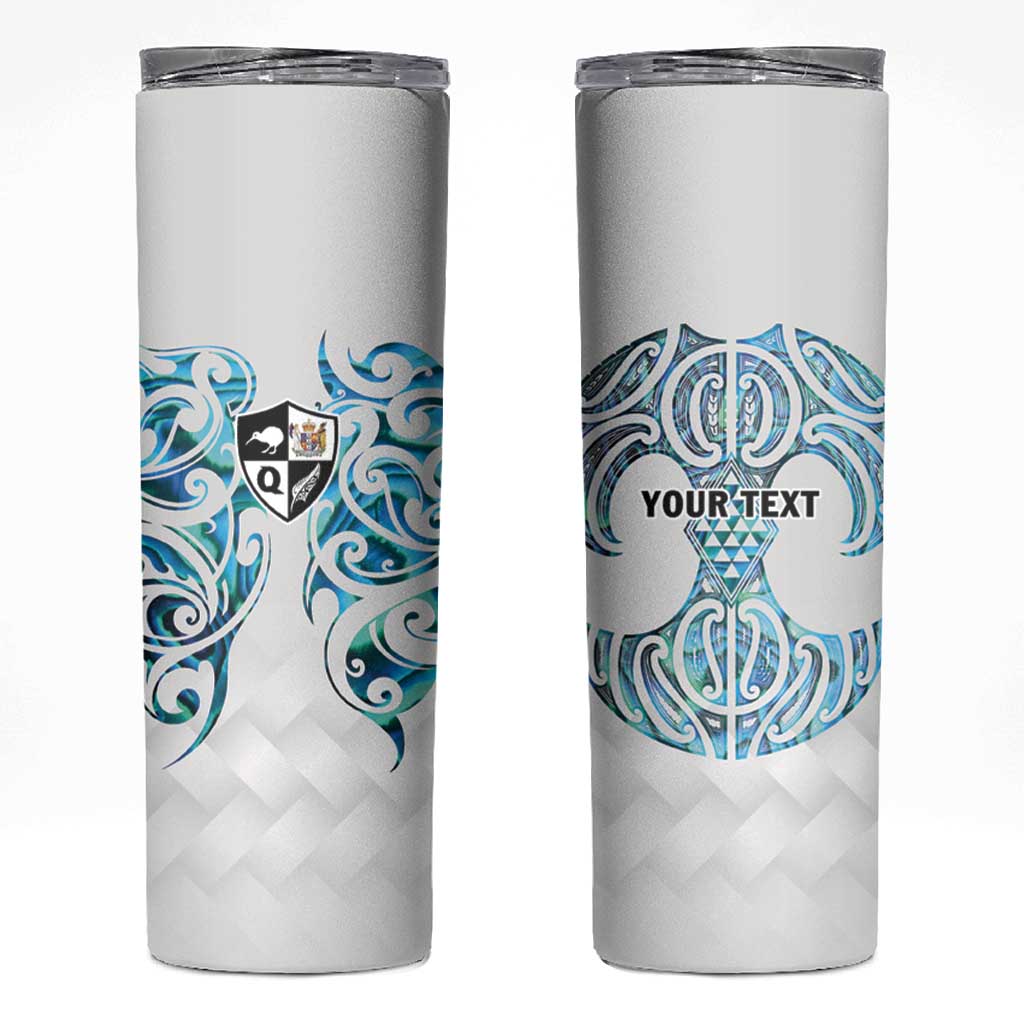 Queensland Maori Kiwi Personalised Skinny Tumbler Ma Kakariki Papua Shell Maori Tribal Tattoo LT9 White - Polynesian Pride