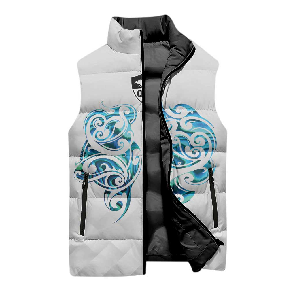 Queensland Maori Kiwi Personalised Sleeveless Puffer Jacket Ma Kakariki Papua Shell Maori Tribal Tattoo - Polynesian Pride