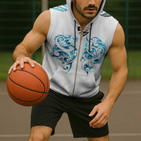 Queensland Maori Kiwi Personalised Sleeveless Zip Hoodie Ma Kakariki Papua Shell Maori Tribal Tattoo - Polynesian Pride