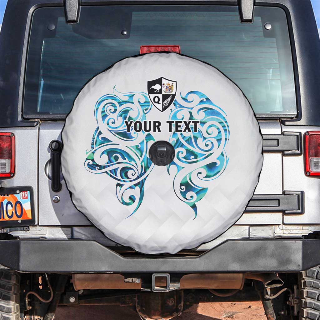 Queensland Maori Kiwi Personalised Spare Tire Cover Ma Kakariki Papua Shell Maori Tribal Tattoo LT9 White - Polynesian Pride
