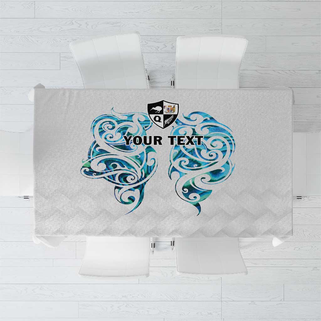 Queensland Maori Kiwi Personalised Tablecloth Ma Kakariki Papua Shell Maori Tribal Tattoo LT9 White - Polynesian Pride