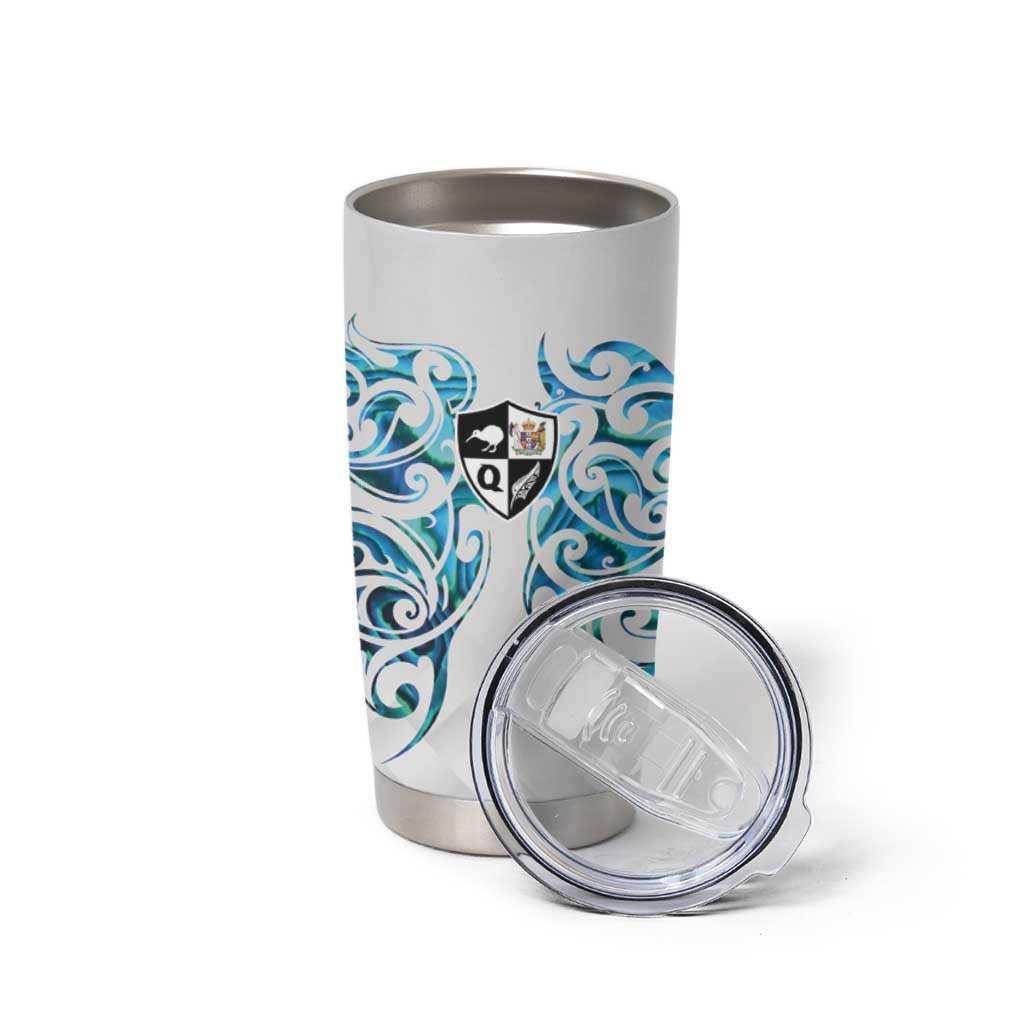 Queensland Maori Kiwi Personalised Tumbler Cup Ma Kakariki Papua Shell Maori Tribal Tattoo