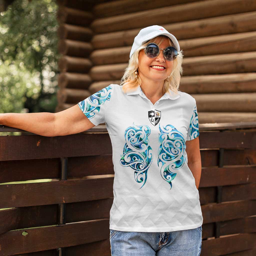 Queensland Maori Kiwi Personalised Women Polo Shirt Ma Kakariki Papua Shell Maori Tribal Tattoo LT9 - Polynesian Pride