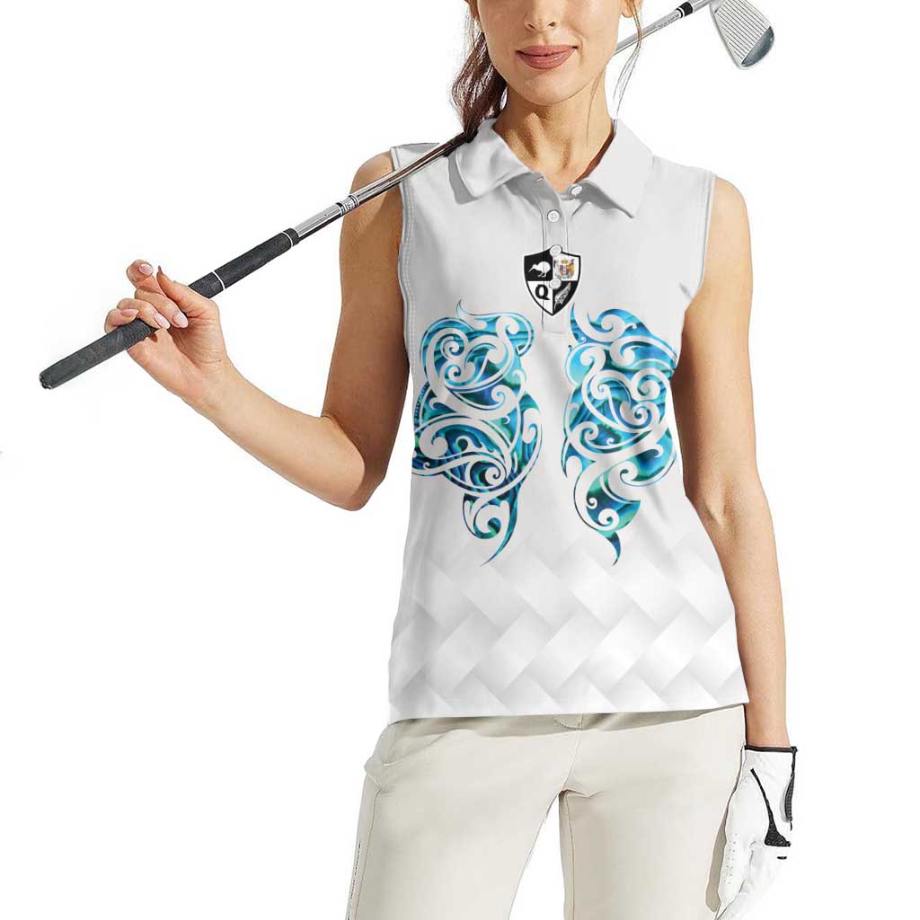 Queensland Maori Kiwi Personalised Women Sleeveless Polo Shirt Ma Kakariki Papua Shell Maori Tribal Tattoo