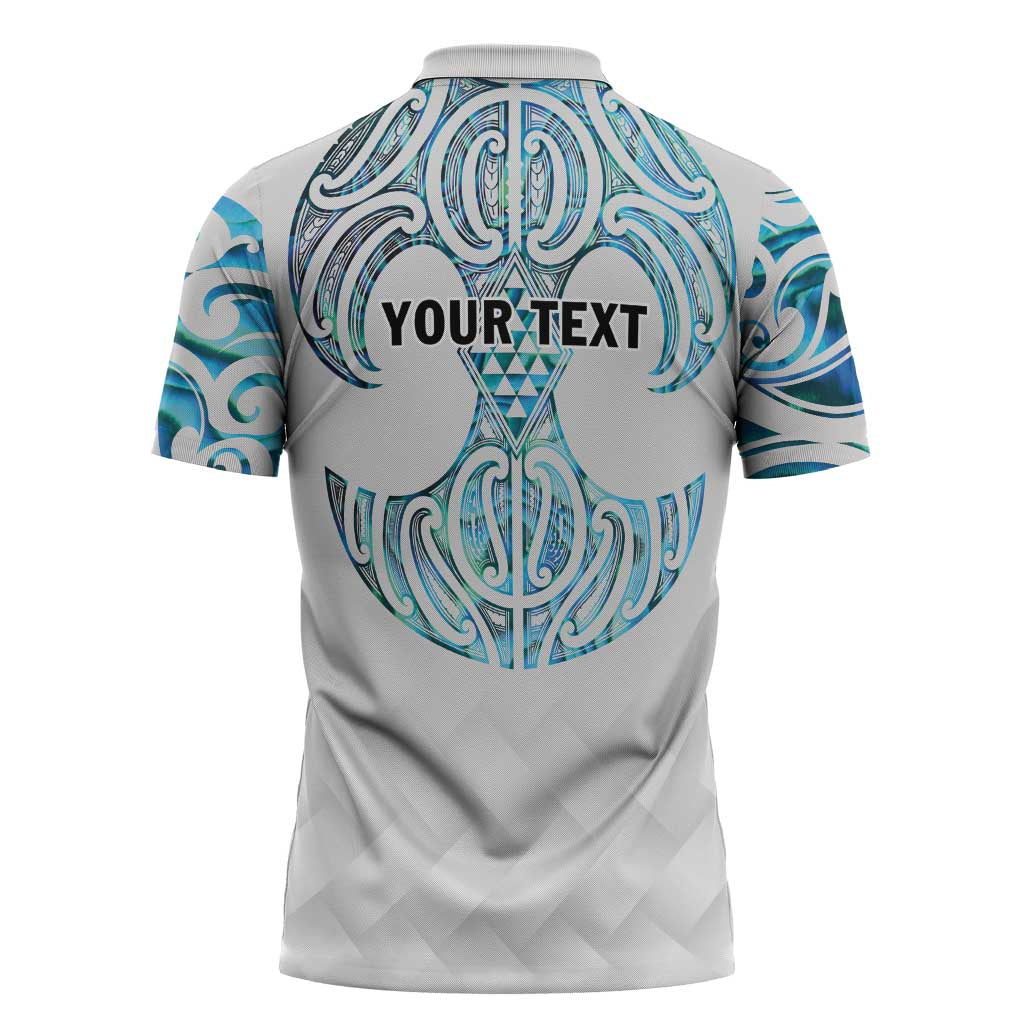Queensland Maori Kiwi Personalised Zipper Polo Shirt Ma Kakariki Papua Shell Maori Tribal Tattoo - Polynesian Pride