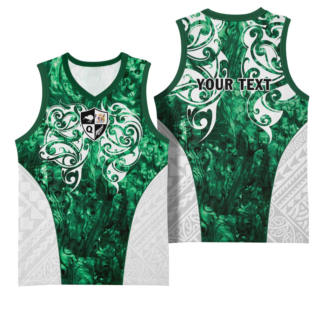 Queensland Maori Kiwi Personalised Basketball Jersey Kikirangi Papua Shell Maori Tribal Tattoo - Polynesian Pride