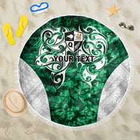 Queensland Maori Kiwi Personalised Beach Blanket Kikirangi Papua Shell Maori Tribal Tattoo LT9 One Size 150cm Green - Polynesian Pride