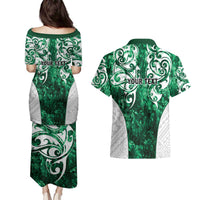 Queensland Maori Kiwi Personalised Couples Matching Puletasi and Hawaiian Shirt Kikirangi Papua Shell Maori Tribal Tattoo LT9 - Polynesian Pride