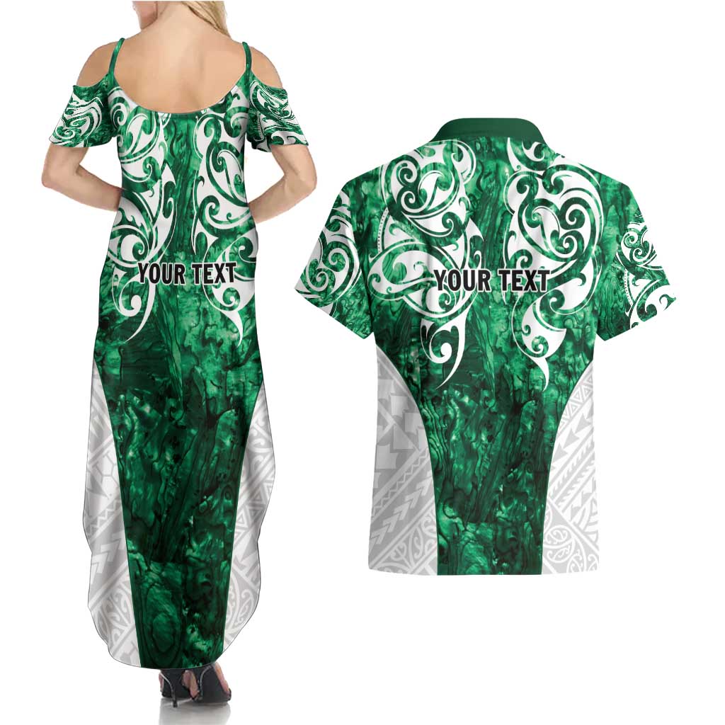 Queensland Maori Kiwi Personalised Couples Matching Summer Maxi Dress and Hawaiian Shirt Kikirangi Papua Shell Maori Tribal Tattoo LT9 - Polynesian Pride