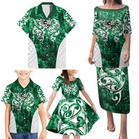 Queensland Maori Kiwi Personalised Family Matching Puletasi and Hawaiian Shirt Kikirangi Papua Shell Maori Tribal Tattoo LT9 - Polynesian Pride