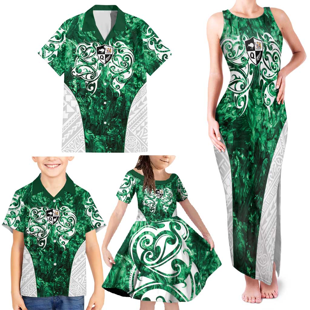 Queensland Maori Kiwi Personalised Family Matching Tank Maxi Dress and Hawaiian Shirt Kikirangi Papua Shell Maori Tribal Tattoo LT9 - Polynesian Pride