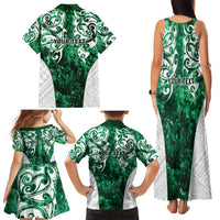 Queensland Maori Kiwi Personalised Family Matching Tank Maxi Dress and Hawaiian Shirt Kikirangi Papua Shell Maori Tribal Tattoo LT9 - Polynesian Pride
