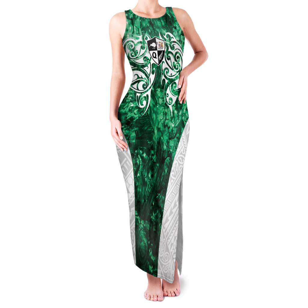 Queensland Maori Kiwi Personalised Family Matching Tank Maxi Dress and Hawaiian Shirt Kikirangi Papua Shell Maori Tribal Tattoo LT9 Mom's Dress Green - Polynesian Pride