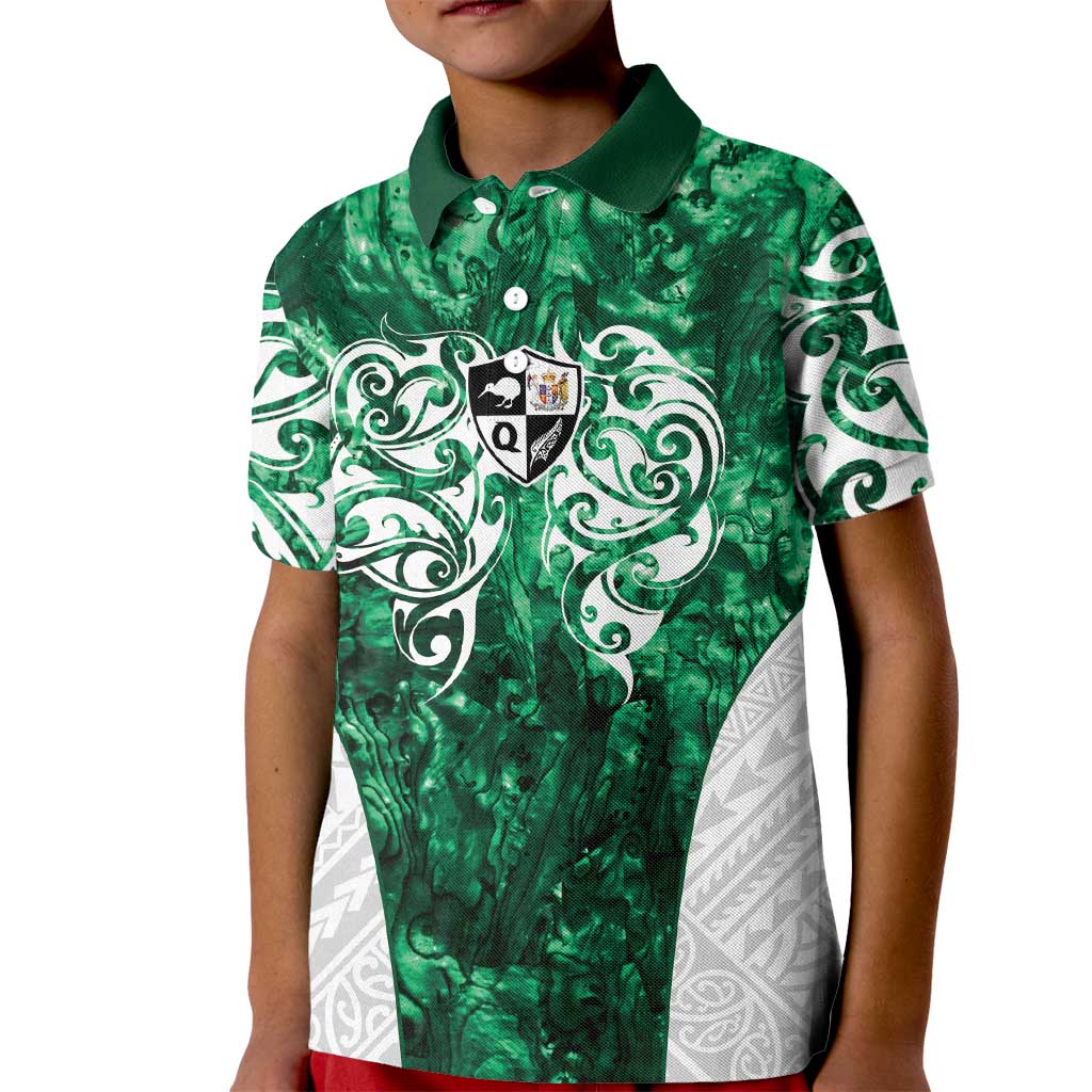 Queensland Maori Kiwi Personalised Kid Polo Shirt Kikirangi Papua Shell Maori Tribal Tattoo
