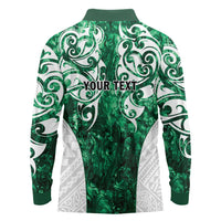Queensland Maori Kiwi Personalised Long Sleeve Polo Shirt Kikirangi Papua Shell Maori Tribal Tattoo LT9 - Polynesian Pride