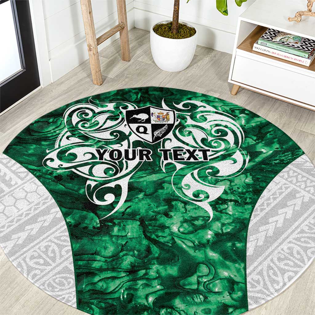 Queensland Maori Kiwi Personalised Round Carpet Kikirangi Papua Shell Maori Tribal Tattoo LT9 Green - Polynesian Pride