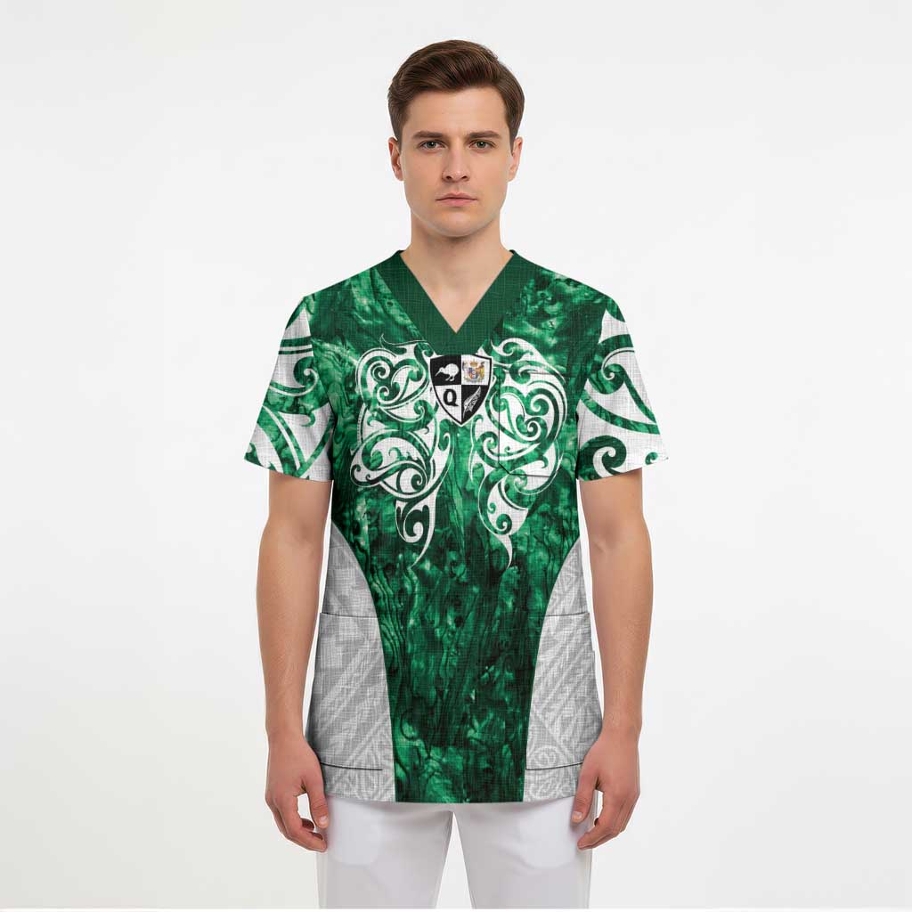 Queensland Maori Kiwi Personalised Scrub Top Kikirangi Papua Shell Maori Tribal Tattoo - Polynesian Pride