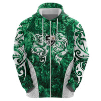 Queensland Maori Kiwi Personalised Zip Hoodie Kikirangi Papua Shell Maori Tribal Tattoo LT9 - Polynesian Pride
