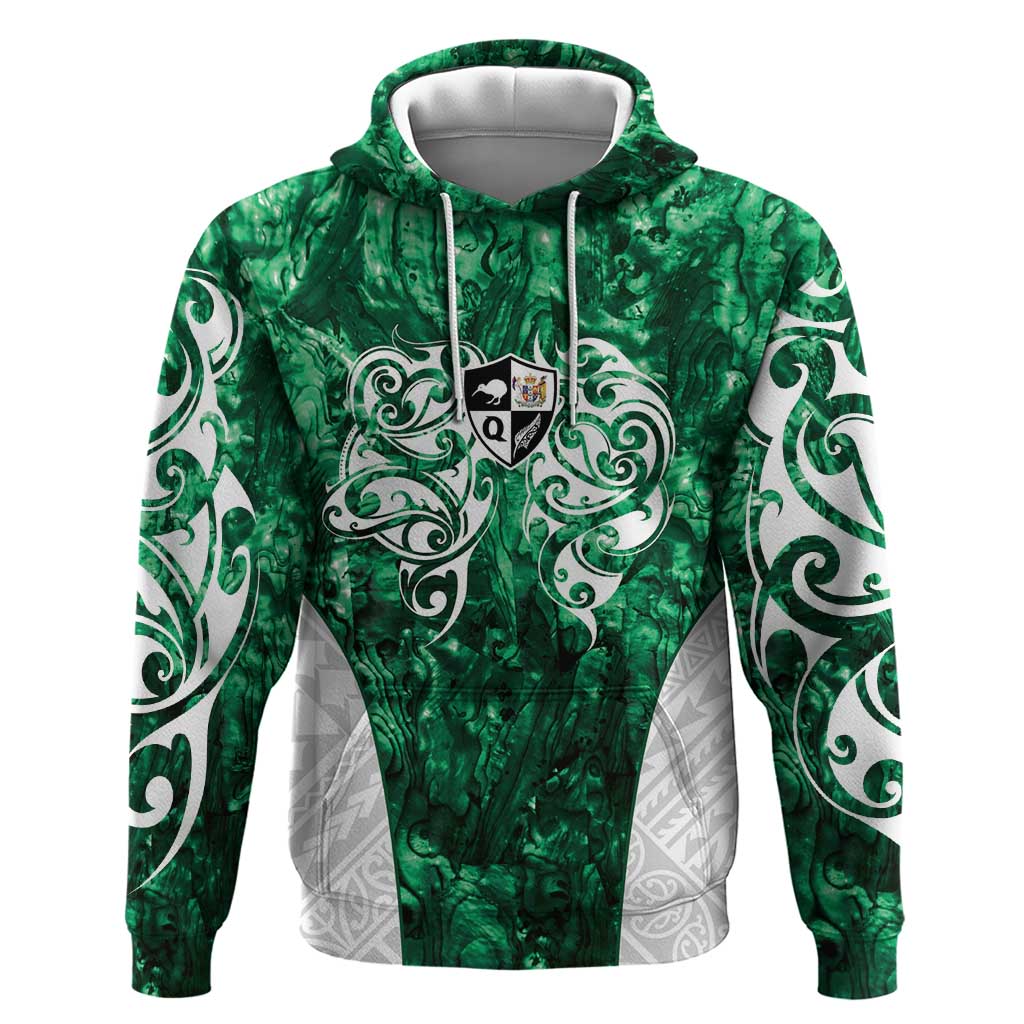 Queensland Maori Kiwi Personalised Zip Hoodie Kikirangi Papua Shell Maori Tribal Tattoo LT9 Pullover Hoodie Green - Polynesian Pride