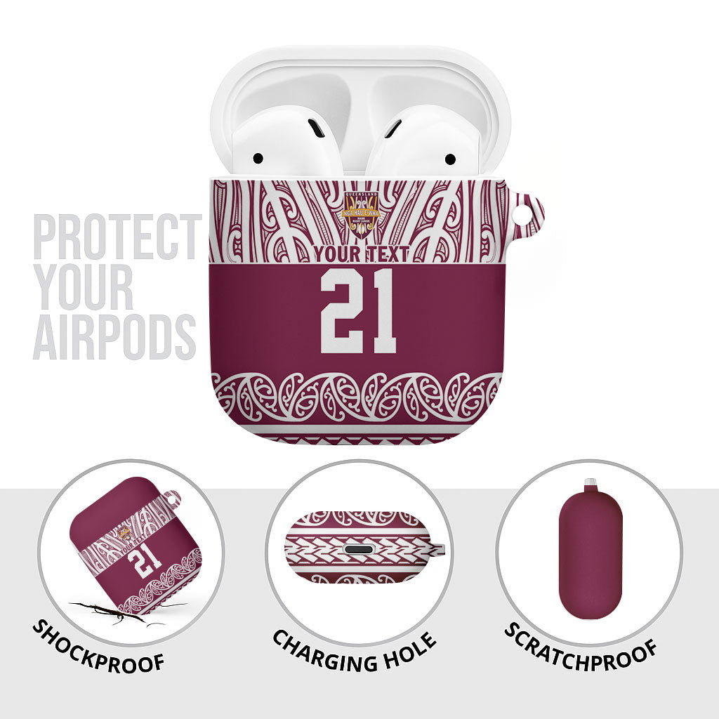 Queensland Maori Nga Hau E Wha Custom AirPods Case Polynesian Maori Tribal Pattern LT9