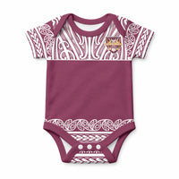 Queensland Maori Nga Hau E Wha Custom Baby Onesie Polynesian Maori Tribal Pattern LT9 Maroon - Polynesian Pride