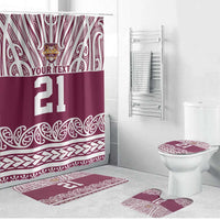 Queensland Maori Nga Hau E Wha Custom Bathroom Set Polynesian Maori Tribal Pattern LT9 Bathroom Set (4 pcs) Maroon - Polynesian Pride