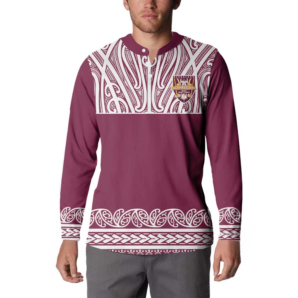 Queensland Maori Nga Hau E Wha Custom Button Sweatshirt Polynesian Maori Tribal Pattern