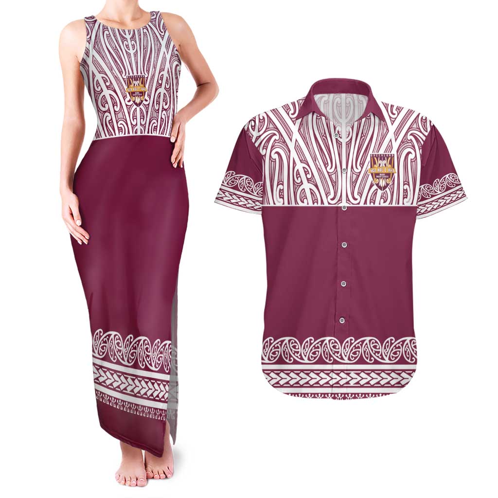 Queensland Maori Nga Hau E Wha Custom Couples Matching Tank Maxi Dress and Hawaiian Shirt Polynesian Maori Tribal Pattern