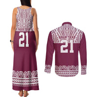 Queensland Maori Nga Hau E Wha Custom Couples Matching Tank Maxi Dress and Long Sleeve Button Shirt Polynesian Maori Tribal Pattern
