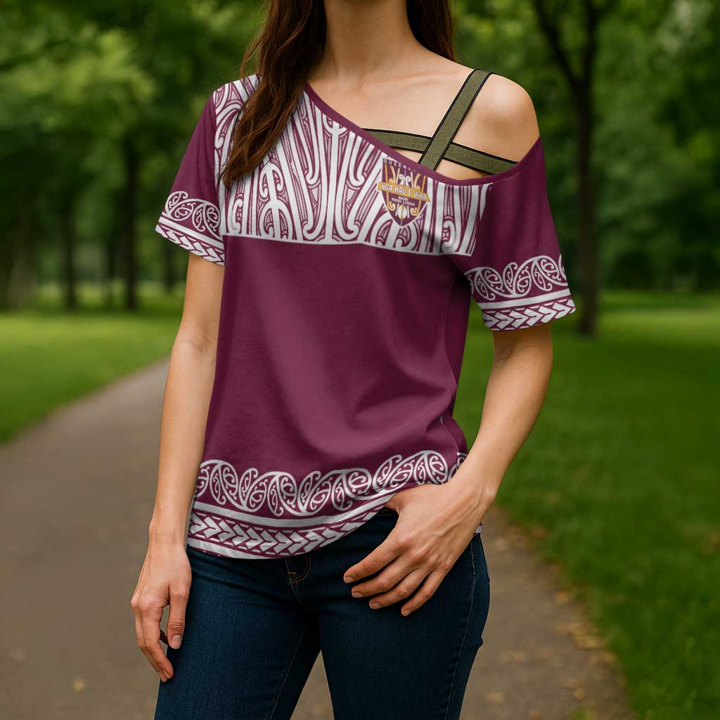 Queensland Maori Nga Hau E Wha Custom Cross Shoulder Shirt Polynesian Maori Tribal Pattern - Polynesian Pride