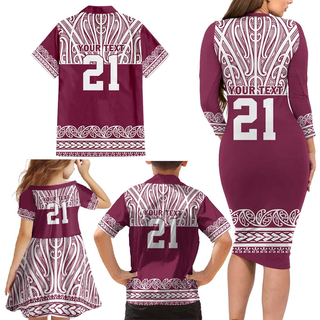 Queensland Maori Nga Hau E Wha Custom Family Matching Long Sleeve Bodycon Dress and Hawaiian Shirt Polynesian Maori Tribal Pattern LT9 - Polynesian Pride