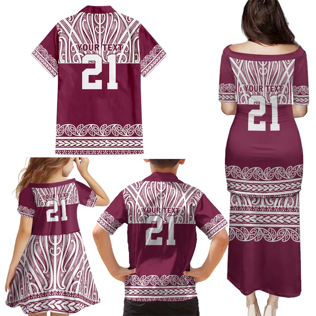 Queensland Maori Nga Hau E Wha Custom Family Matching Puletasi and Hawaiian Shirt Polynesian Maori Tribal Pattern