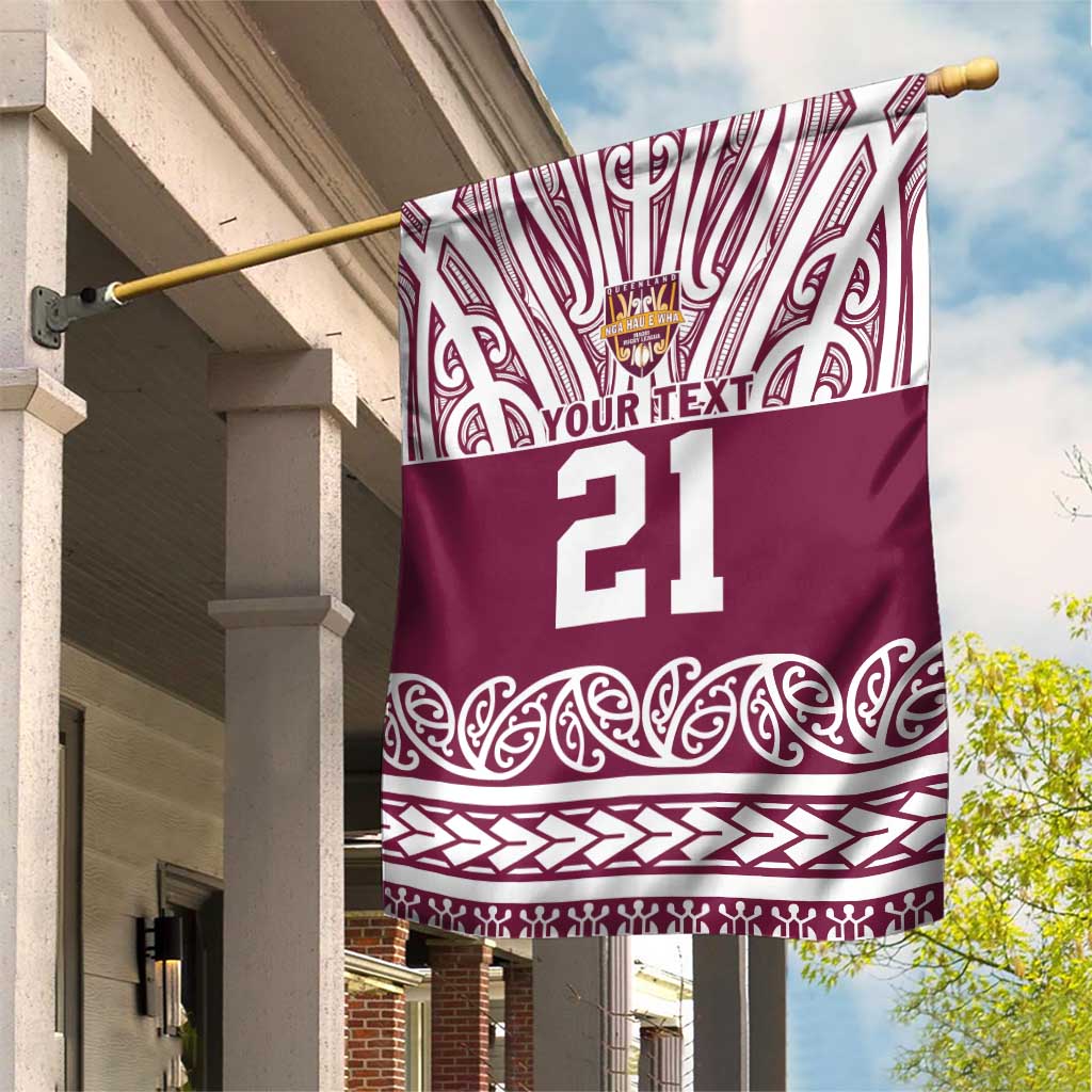 Queensland Maori Nga Hau E Wha Custom Garden Flag Polynesian Maori Tribal Pattern LT9 House Flag Maroon - Polynesian Pride