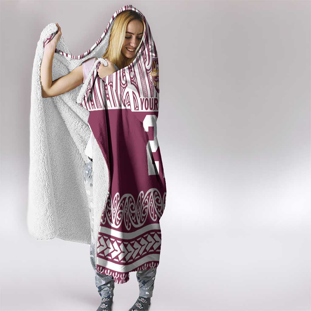 Queensland Maori Nga Hau E Wha Custom Hooded Blanket Polynesian Maori Tribal Pattern
