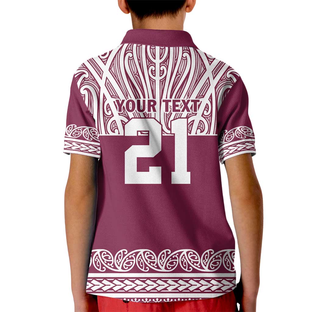 Queensland Maori Nga Hau E Wha Custom Kid Polo Shirt Polynesian Maori Tribal Pattern
