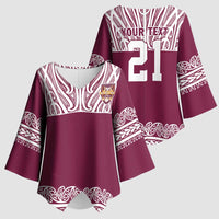 Queensland Maori Nga Hau E Wha Custom Kimono Sleeve Blouse Polynesian Maori Tribal Pattern - Polynesian Pride