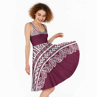 Queensland Maori Nga Hau E Wha Custom Midi Dress Polynesian Maori Tribal Pattern - Polynesian Pride